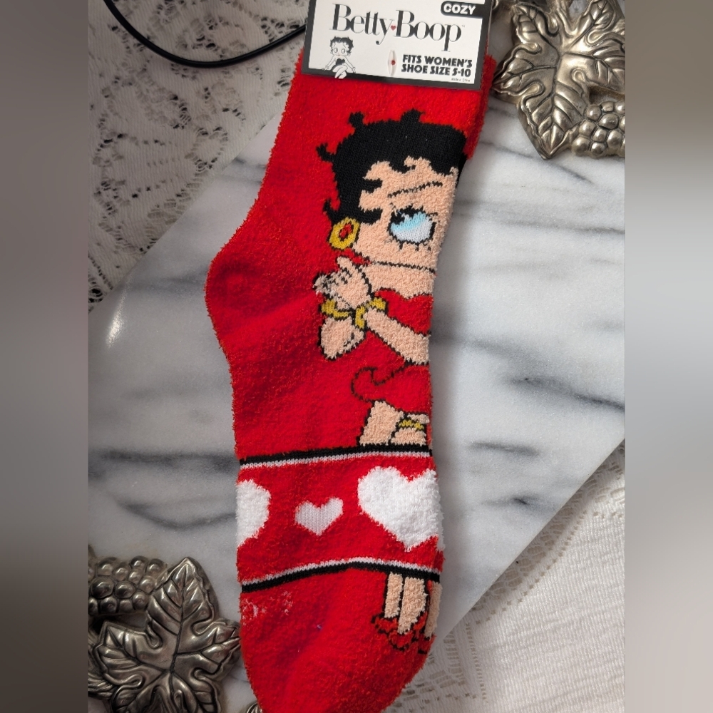 Betty Boop Red and White Heart Socks